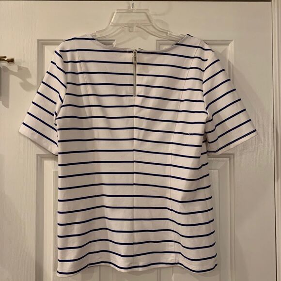 Jules & Leopold White Striped Fitted Zip Top sz L - Picture 3 of 3